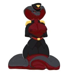 absurd_res anthro apode avery-valentine big_breasts breasts clothed clothing digital_media_(artwork) draconcopode exposed_breasts female hi_res legless looking_at_viewer naga nipples nude reptile scales scalie serpentine snake solo