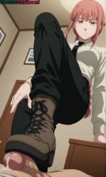 1boy 1girls accurate_art_style ai_generated anime ass big_breasts blush boot_fetish boots braid braided_hair breasts chainsaw_man cum cumming cumshot dominant domination erection evil_grin feet female femdom foot_fetish footjob from_behind front_view hi_res hotel_room huge_breasts indoors keoenl leather legs long_sleeves makima_(chainsaw_man) male necklace nipples pants partial_male penis posing pov red_hair ruined_orgasm seductive sexy shirt shoulders smile smirk smug smug_face soles soles_female solo solo_female standing stomp stomping submissive subscribestar sweat sweating thick_thighs thighs tie wide_hips yellow_eyes