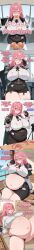1girls ai_generated ass bbw belly belly_bulge belly_button belly_expansion belly_inflation big_breasts bloated_belly breasts burp burping chubby chubby_female comic eating exposed_fat_belly female female_only glasses inflated_belly inflation overweight overweight_female photoshoot pink_hair sequence stellaronswells tsukishiro_yanagi weight_gain zenless_zone_zero