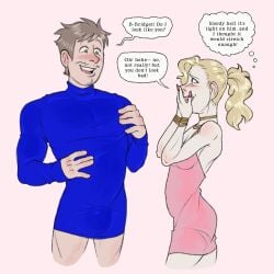 1boy 1boy1girl 1girl1boy 1girls adorable adorable_face age_gap american_male avery_(mr_shrink) balls big_chest bigger_male blonde_female blonde_hair blue_dress blush blushing blushing_female bodycon bodycon_dress boobs british british_female brown_hair brown_hair_male bulge bulge_through_clothing bulge_under_clothes bulge_under_dress charmed charming charming_man choker digital_drawing_(artwork) digital_media_(artwork) english english_dialogue english_text facing_another fat_pecs fat_tits female gold_(metal) gold_bangle gold_bangles gold_bracelet gold_jewelry grey_eyes hands_over_mouth happy happy_face hazel_eyes innocent innocent_expression innocent_look innocent_smile intellectual_disability learning_disability long_nails long_sleeve_dress long_sleeves longsleeve male male/female male_boobs male_breasts man_boobs man_breasts mental_disability mentally_challenged mentally_deficient mr_shrink no_sex no_sex_(yet) oc older_female older_female_and_younger_male original original_character original_characters pale-skin pale-skinned_female pale_skin pale_skinned_female pecs penis penis_outline pink_dress pink_nails saggy_boobs showing_off showing_off_body showing_off_breasts smiling smiling_female surprised surprised_expression surprised_face surprised_look surprised_reaction teeth teeth_showing younger_male