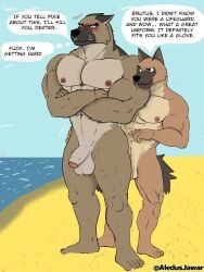 2025 4_fingers 5_toes abs age_difference aledusjawar ambient_bird angry anthro anthrofied areola arm_tuft arms_bent artist_name ball_size_difference balls bara beach beach_umbrella bent_arm biceps big_areola big_balls big_muscles big_nipples big_pecs big_penis biped black_body black_ears black_eyebrows black_eyes black_fur black_nose black_tail black_text blind_eye blue_sky blush blushing_profusely broad_shoulders brown_body brown_fur brown_inner_ear brutus_(pixie_and_brutus) bulge canid canine canis cheek_tuft chest_tuft clothing countershade_fur countershade_neck countershade_torso countershading crossed_arms daddy dark_body dark_fur day deltoids detailed_background detailed_bulge dexter_(pixie_and_brutus) dialogue digital_drawing_(artwork) digital_media_(artwork) domestic_dog duo elbow_tuft ellipsis embarrassed english_text eye_scar eyebrows facial_scar facial_tuft feet fingers footwear foreskin fur fur_tuft furry gay genital_outline genitals german_shepherd glans glistening glistening_genitalia glistening_glans glistening_penis growling half-erect hand_on_another's_hip hand_on_hip herding_dog hi_res humanoid_feet humanoid_genitalia humanoid_hands humanoid_penis inner_ear_fluff iris larger_male lifeguard light_body light_fur looking_at_another looking_forward male male/male mammal mature_anthro mature_male monotone_balls monotone_genitals monotone_tail mouth_scar multicolored_body multicolored_fur muscular muscular_anthro muscular_arms muscular_male name_drop name_in_dialogue nipples no_pupils nude nude_anthro nude_edit nude_male older_male outside parasol partially_retracted_foreskin pastoral_dog pecs penis penis_outline pink_areola pink_glans pink_inner_ear pink_nipples pink_scar pixie_and_brutus plantigrade pointy_ears prick_ears profanity raised_eyebrow red_blush sand scar sea sharp_teeth shoes size_difference sky smaller_male smile smiling_at_another sound_effects speech_bubble standing straight_legs tail talking_to_another teasing teeth text thick_eyebrows thick_neck thick_penis third-party_edit thought_bubble three-quarter_view toes tuft two_tone_face water whisker_spots white_balls white_body white_countershading white_fur white_inner_ear_fluff white_penis white_sclera white_speech_bubble white_thought_bubble yaoi younger_male