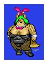 2025 anthro belly big_breasts boots bow_tie breasts bulge bunny_costume ch40t1c cleavage clothed clothing collar costume cuff_(restraint) deborah_(ch40t1c) detailed_bulge digital_media_(artwork) eyestalks fake_ears fake_rabbit_ears fishnet_clothing fishnet_legwear footwear gastropod green_hair gynomorph hair huge_breasts intersex legwear leopard_slug markings mollusk navel nonbinary_(lore) overweight overweight_anthro pixel_(artwork) restraints shaded shoes simple_background slug smile solo spots spotted_body tail tan_body tan_skin thick_thighs trans_(lore) trans_woman_(lore) wrist_cuffs