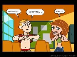 1boy 1girls badassk9 disney english_text female human kim_possible kimberly_ann_possible male ron_stoppable small_breasts straight_hair tagme text undressing