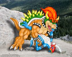 2002 2boys 3_toes anal anal_sex anthro balls bandai big_balls big_muscles big_penis bowser closed_eyes crossover cum cum_inside cybergecko digimon digimon_(species) duo erection fangs flamedramon gay hair horn interspecies kaa_(artist) koopa male male_only mario_(series) messy muscles nintendo nude penetration penis red_hair reptile scalie sex shell size_difference straight_hair sweat toes turtle yaoi