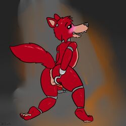 canine coyote five_nights_at_freddy's foxy_(fnaf) male mammal rear_view solo z1ats