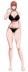 ass big_ass big_breasts bra breasts chainsaw_man female female_focus female_only makima_(chainsaw_man) muscular muscular_female panties red_hair senju_(snz0) smile solo solo_female solo_focus thick_thighs yellow_eyes