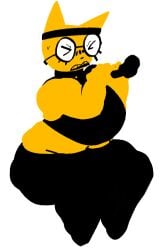 ? bananashrimp_(xarop77) big_ass big_breasts big_butt cat_ears cat_girl cat_humanoid cat_tail chubby chubby_female closed_eyes feline freckles glasses shortstack sigh sitting sports_bra struggling sweating tagme thick_thighs weightlifting xarop77 yellow_body