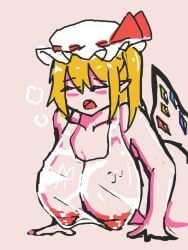 big_breasts big_nipple flandre_scarlet huge_breast jail_7 nipples_visible_through_clothing sweat