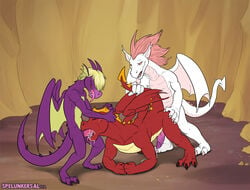 anal cum dragon fizzle_(mlp) friendship_is_magic furry furry_only garble_(mlp) gay male my_little_pony oral penis spear_(mlp) spelunker_sal spitroast