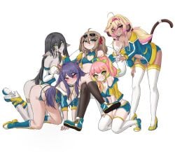 2025 5girls akuma_nihmune all_fours bent_over face_grab female_only group harem holding_object kneeling kokonuts layna_lazar lesbian_harem milk neuro-sama plastic_chair poundland ritspi sitting smug toma_(vtuber) virtual_youtuber vtuber white_background wine_glass yuri_harem