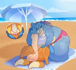 1_horn 69 2024 2_tails 3_toes 5_fingers 69_position anthro anthro_on_anthro anthro_only anthro_penetrated anthro_penetrating anthro_penetrating_anthro anthrofied armband artist_name ass balls beach beach_towel belly big_balls big_belly big_breasts big_butt big_dom_small_sub big_penis black_markings blue_body blue_skin blush blush_lines bodily_fluids breasts bulge canid canine clothed clothing cloud colored cutaway detailed_background digital_drawing_(artwork) digital_media_(artwork) dominant dozighost duo english_text erection eyeshadow feet fingers floatzel fur gay generation_1_pokemon generation_4_pokemon genitals glistening glistening_balls glistening_body glistening_butt glistening_genitalia glistening_moobs glistening_penis glistening_thighs grey_shell hand_on_leg hand_on_penis head_tuft heart_symbol hi_res holding_object horn huge_butt huge_cock huge_thighs jewelry kneeling lapras larger_anthro larger_male lying makeup male male/male male_only male_penetrated male_penetrating male_penetrating_male mammal markings moobs motion_lines multi_tail multicolored_body multicolored_fur navel necklace nintendo nude on_back on_top oral oral_penetration orange_body orange_fur overweight overweight_anthro overweight_male parasol penetration penile penile_penetration penis penis_in_mouth piercing pokemon pokemon_(species) pokemorph portrait question_mark saliva saliva_on_penis sand sex shaded shark_tooth_necklace shell shirt signature sitting sitting_on_another size_difference sky smaller_anthro smaller_male spots spotted_body standing surfboard swimming_trunks swimwear tail tan_balls tan_body tan_fur tan_penis tan_skin tank_top teeth text thick_thighs toes topwear towel tuft two_tone_body two_tone_tail undersized_clothing underwear water wide_hips