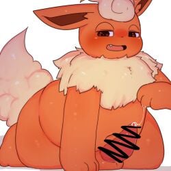 1:1 2019 3_fingers all_fours animal_genitalia animal_penis anthro balls belly biped blush blush_lines bodily_fluids brown_inner_ear canid censored colored digital_media_(artwork) eeveelution erection feral_only fingers flareon fluffy fluffy_tail front_view fur generation_1_pokemon genital_fluids genitals glistening glistening_body glistening_fur head_tuft hi_res kemono leaking_precum looking_at_viewer male male_anthro male_only mammal mixeeeel monotone_tail multicolored_body multicolored_fur navel neck_tuft nintendo nude open_mouth open_smile orange_body orange_ears orange_fur overweight overweight_anthro overweight_male paws penis pokemon pokemon_(species) pokemorph precum precum_string pupils red_eyes red_penis ruff scribble_censorship shaded simple_background smile solo tail tan_body tan_fur tan_tail tapering_penis three-quarter_view tuft two_tone_body two_tone_fur white_background