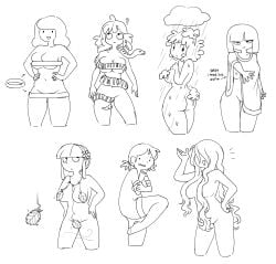 7girls adventure_time ass breasts covering female leaf nebularts nude princess_bubblegum soap tagme