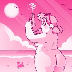 1girls ass beach breasts chubby female izz8bit nude oc poppy_(izzi8bit) tagme