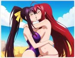 2females 2girls 2women ai_generated akeno_himejima girl_on_girl high_school_dxd lesbian_couple lesbian_kiss lesbian_sex lovers rias_gremory sapphic yuri yuri yuri