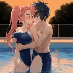 ai_generated couple crossover fairy_tail gray_fullbuster highschool_of_the_dead saya_takagi