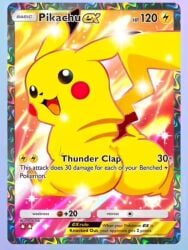 ass ass_focus big_ass card card_(medium) edit edited edited_image feral feral_only funny nintendo pikachu pokemon pokemon_(species) pokemon_card pokemon_tcg pokemon_tcg_pocket thick thick_ass trading_card yellow_body yellow_fur