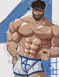 abs bara beard biceps bulge daddy dilf male male_nipples male_only manly marvel marvel_comics marvel_rivals mature_male mr_fantastic mr_fantastic_(marvel_rivals) mrputt muscular_male nipples pecs reed_richards underwear