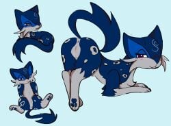 2022 anus bloowolfy blue_background blue_body blue_fur felid feline female feral feral_only fur generation_5_pokemon genitals hi_res liepard mammal nintendo pokemon pokemon_(species) pussy simple_background smile solo