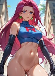 ai_generated anime_style bottomless bottomless_female female jessie_(pokemon) squirting