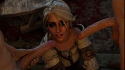 1girls 2boys 2boys1girl 3d big_penis cd_projekt_red ciri green_eyes imminent_oral kneeling kneeling_female light-skinned_male light_skin nude nude_male pale-skinned_female pale_skin penis_awe scar scar_on_face smiling the_witcher_(series) the_witcher_3:_wild_hunt tomoganim veins veiny veiny_penis white_hair