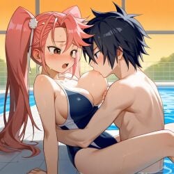 ai_generated couple crossover fairy_tail gray_fullbuster highschool_of_the_dead saya_takagi