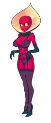 1girls alien alien_girl batterbee big_breasts blush flatwoods_monster flustered fragaria_(batterbee) lingerie red_skin solo