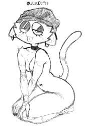 blep cat_ears cat_tail catgirl eyeshadow female female_only fortnite furry just_coffee meow_skulls_(fortnite) navel_piercing nude nude_female