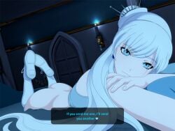 1girls caption female looking_at_viewer necromalock rwby selfie weiss_schnee