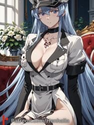 1girls ai_generated big_breasts breasts dress esdeath esdeath_(akame_ga_kill!) henhalla solo solo_female young younger_female