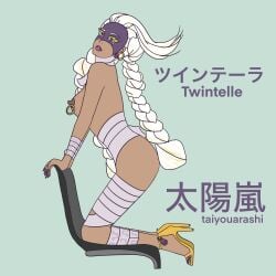 arms_(game) dark-skinned_female dark_skin female female_only high_heels nintendo nintendo_switch nipple_rings nipples taiyouarashi twintelle white_hair