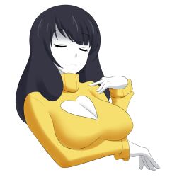 black_hair closed_eyes jcdr keyhole_turtleneck serena_belrose white_skin