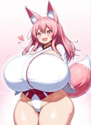 1girls ai_generated big_breasts curvaceous curvy curvy_body curvy_female curvy_figure enormous_breasts fox fox_ears fox_girl fox_tail ftggtgg gigantic_breasts huge_breasts japanese_clothes kitsune large_breasts massive_breasts pink_hair solo solo_female solo_focus thick_ass thick_thighs voluptuous