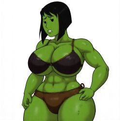 1girls ai_generated ass bethesda_softworks big_ass big_breasts black_hair clothed clothing fallout super_mutant