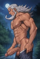 abs ai_generated balls bara beard biceps big_balls big_penis daddy erection male male_nipples male_only manly marine_a_go-go mature_male muscular_male narumi_narutaki nipples nude pecs penis