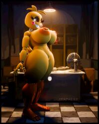 2024 3d_(artwork) 5_fingers absurd_res animatronic anthro areola avian barely_visible_genitalia barely_visible_pussy big_breasts bird black_sclera breasts chicken digital_media_(artwork) eyelashes female fingers five_nights_at_freddy's five_nights_at_freddy's_2 galliform gallus_(genus) genitals heart_eyes heart_symbol hi_res looking_at_viewer lovetaste_chica machine nipple_piercing nipples nude orange_areola orange_nipples phasianid piercing pussy robot scottgames smile teeth toy_chica_(fnaf) yellow_body zentaisfm