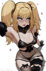 1girls aelion_draws ani_(twitter) blonde_hair breasts dress female female_focus gal goth goth_girl grok_(x) grok_(xai) heart-shaped_pupils large_breasts light-skinned_female light_skin lingerie looking_away see-through see-through_clothing simple_background thick_thighs thighs twintails twitter waifu white_background wide_hips