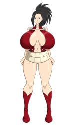 1girls big_breasts black_eyes black_hair boku_no_hero_academia huge_breasts momo_yaoyorozu my_hero_academia pinup serious sihkygmojsn standing