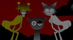 1girls 2boys 2boys1girl 2male antennae anthro ass ass_shake ass_shaking ass_up back_ground background big_mouth blood blood_on_face cat_girl confused creepy creepy_smile eyebrows_raised female furry goofy_ahh gray_(sprunki) gray_body grey_skin grin grinning hair humanoid male no_eyes no_humans no_tail non-human not_mine simon_(sprunki) smile smiley_face sprunki wenda_(sprunki) white_body white_fur white_skin yellow_body yellow_skin