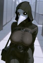 1girls ai_generated big_breasts breasts choker clothed female female_only looking_at_viewer mask masked_female oc original original_character plague_doctor solo tight_clothing