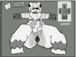 1boy anus balls big_ass blocky_body cum femboy glasses penis reference_image roblox roblox_avatar robloxian tagme white_body white_fur white_hair