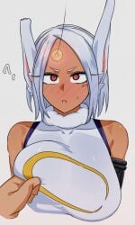 big_breasts blush breasts censored dark-skinned_female dark_skin female groping groping_breasts hero_outfit_(mha) hypnosis imminent_rape imminent_sex looking_at_viewer mind_control miruko my_hero_academia rabbit_ears rabbit_girl red_eyes rumi_usagiyama ryuugu sweat white_hair