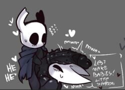 1boy 1girls 2023 anthro big_breasts breasts cloak dialogue female heart hollow_knight hornet_(hollow_knight) impregnation_request insects kissing male male/female mat_zeus penis penis_on_face protagonist_(hollow_knight) spider