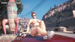 1girl 1girls 3d areola areolae ass bare_breasts bare_thighs breasts brown_eyes brown_hair casual completely_naked completely_nude exhibition exhibitionism exhibitionist exposed female female_focus grand_theft_auto_online grand_theft_auto_v hair_bun hips human kemikarugaru looking_at_viewer lying naked naked_female naked_footwear naked_in_public naked_shoes naked_sneakers naturist nipples nude nude_female nude_in_public nudism nudist nudity outdoor_nudity outdoors outside posing pubes public public_exposure public_nudity red_lipstick retro road shoes shoes_only slut sneakers_only solo sunglasses tattoo tattoo_on_chest thick_thighs thin_waist tinted_eyewear uncensored wide_hips