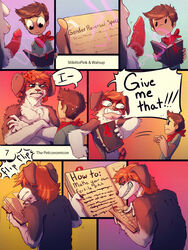 angry anthro breasts brown_eyes brown_fur canine comic dialog dickgirl english_text fur furry grin human intersex magic male nipples penis stilettopink text the_petconomicom transformation watsup white_fur