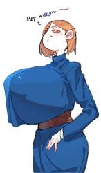1girls bad_proportions breasts female fully_clothed huge_breasts jujutsu_kaisen kugisaki_nobara oversized_breasts simple_drawing tagme utaro_uta