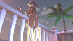 16:9 1girls 2017 3d alcohol anthro anthrofied ass back beach beverage breasts brown_fur digital_media_(artwork) female female_only foxventus fur furry looking_back lopunny mammal nintendo nude original_character outdoors pokémon_(species) pokemon pokemon_(species) pokemon_dppt pokemorph pussy seaside sideboob solo standing tail video_games wine