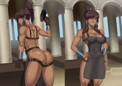 amazon apron apron_only blacksmith casual dark_skin edited fanart female hammer human ia korra outerwear pallas something_unlimited sunsetriders7 themyscira
