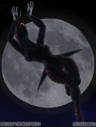 aeromorph anthro anthrofied breasts female flying moon nude pussy skyshadow sr-71_blackbird stars wide_hips