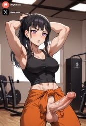 1futa ai_generated black_hair breasts cock colored dick en'en_no_shouboutai enen_no_shouboutai fire_force futa_only futanari futanari/female light_skin light_skinned_futanari maki_oze nickythecreator oze_maki penis sexy sexy_body sexy_pose testicles veiny_penis violet_eyes